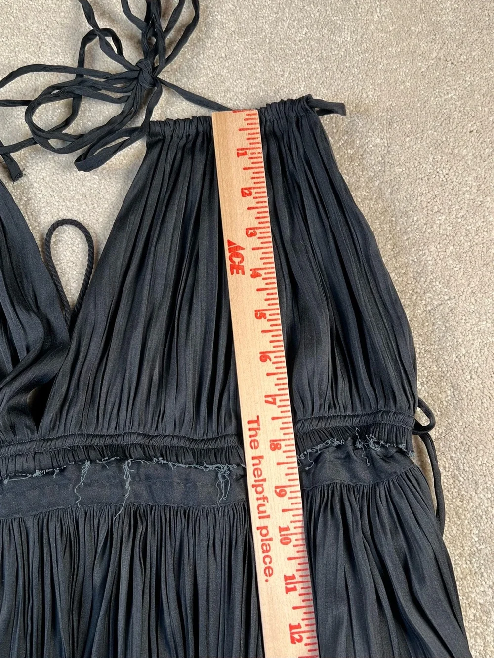 Free People Dress Black Halter 100 Degrees of Shine mini Raw Trim Women's XL